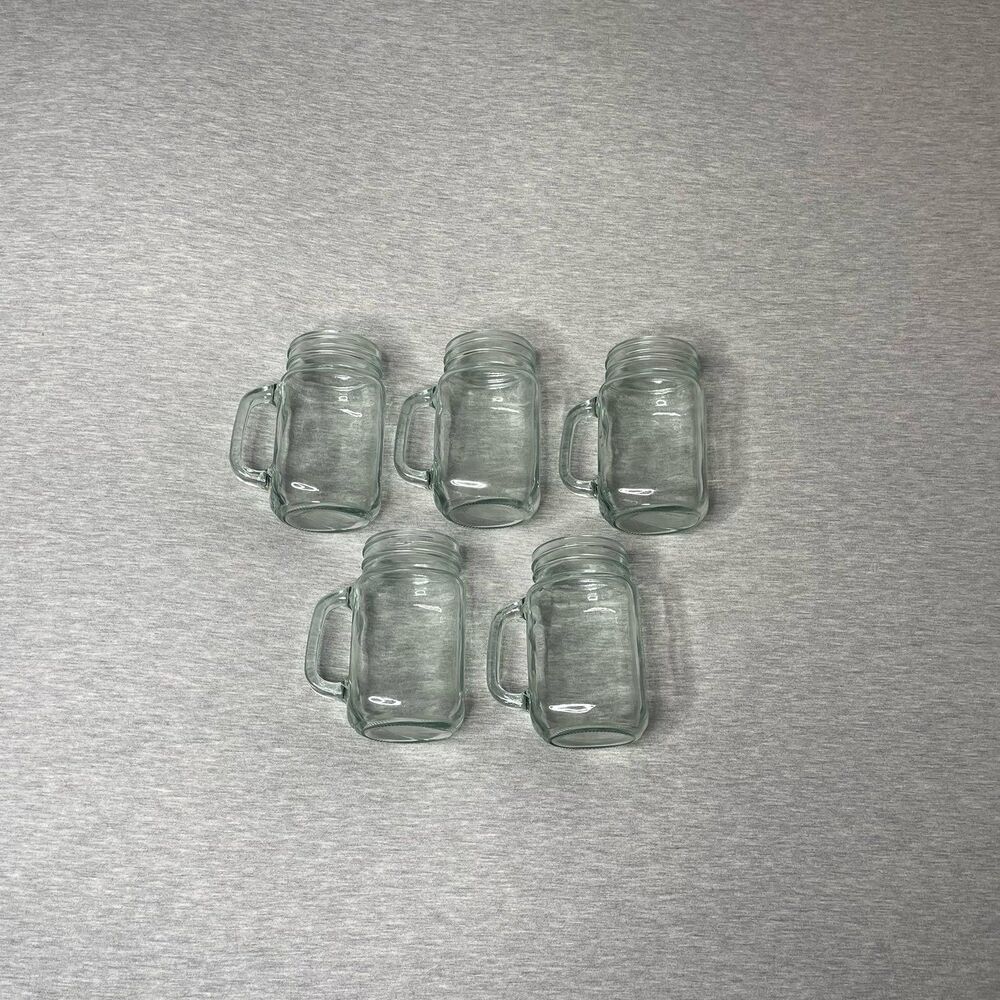 Mason Jar 16 oz Glass Handled Drinking Cup Mugs 5 PCS. Set